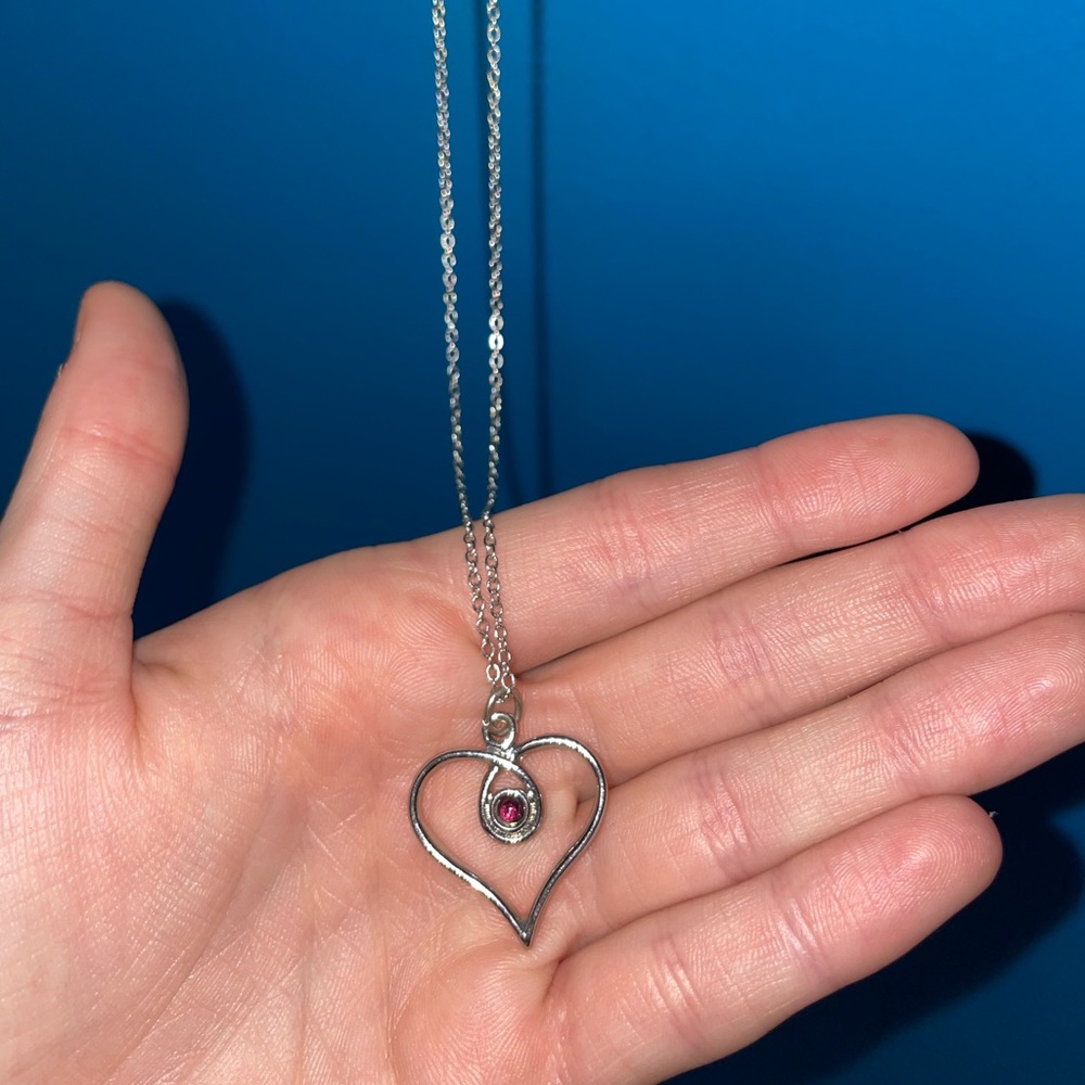 Heart with purple center necklace